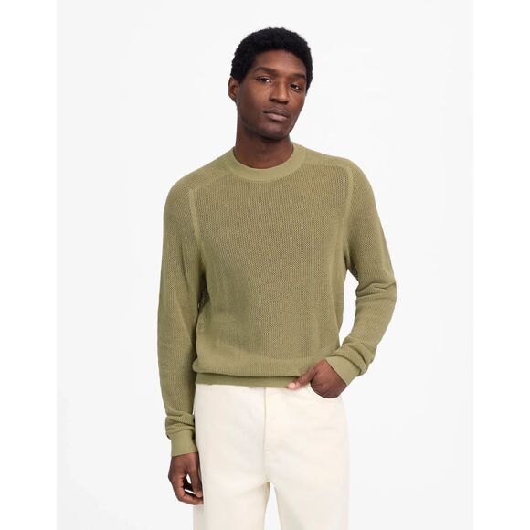 NWT Cotton-Linen Blend Madewell Mesh-Knit Crewneck Sweater - Picture 2 of 6